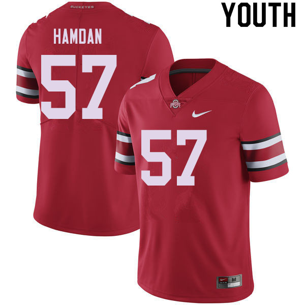 Ohio State Buckeyes Zaid Hamdan Youth #57 Red Authentic Stitched College Football Jersey